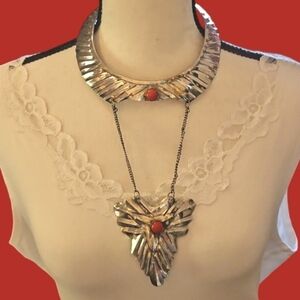 Vintage Tin Brutalist Castlecore Renaissance Pendant Gasparilla Chest Plate